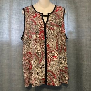 Ladies Size XXL Top by Liz Claiborne Career back & red Tank style Blouse